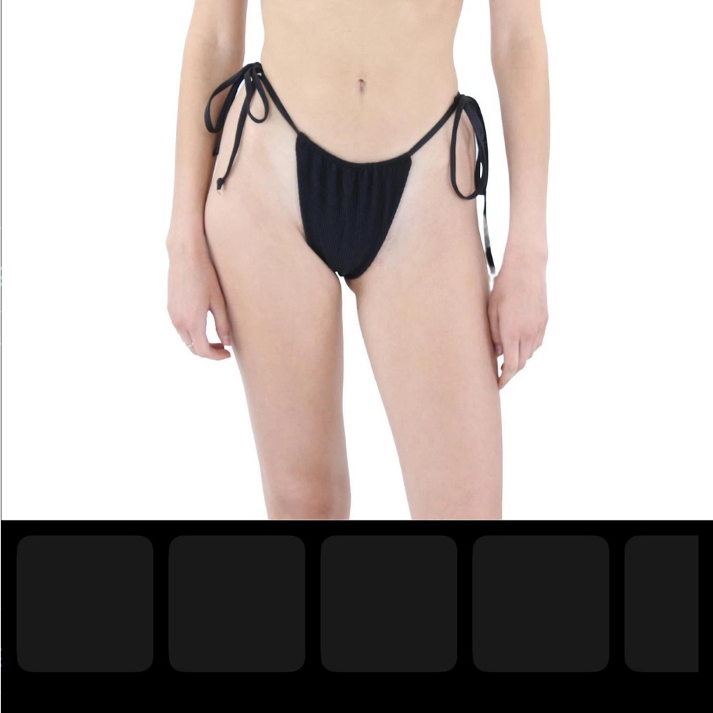 Frankie’s bikinis Black String Bikini Bottom ribbed medium